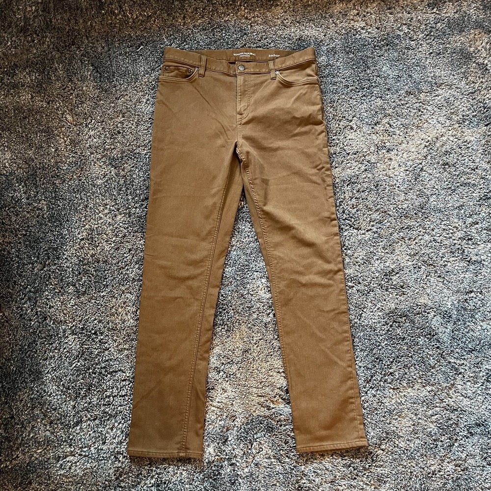 Banana Republic Pants Mens 34x34 Brown Traveler Slim Fit Casual Preppy Stretch